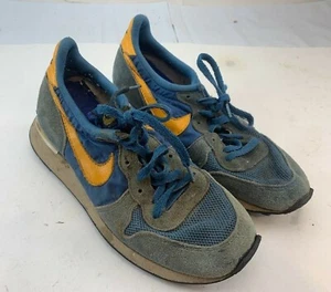 Vintage Nike Internationalist Waffle Sole Blue Yellow 80s 1980s Radwood Trainer - Picture 1 of 12