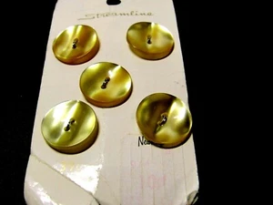 VTG Pearlized Golden Plastic Buttons Concave 2 hole 3/4" 1950s Clothing Crafts - Picture 1 of 4