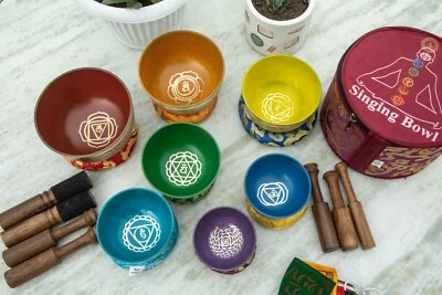 color chakra singing bowl set 7 pcs singing bowl for sound healing meditation - Image 1 of 4