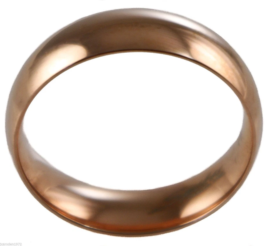 Ladies 18K Rose Gold Overlay Wedding Band 316L Stainless Steel Ring Size 6 T77 - Image 1 of 1