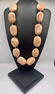 Vintage Pink Marbled Lucite? Chunky Statement Necklace Approx 20” - Picture 1 of 4