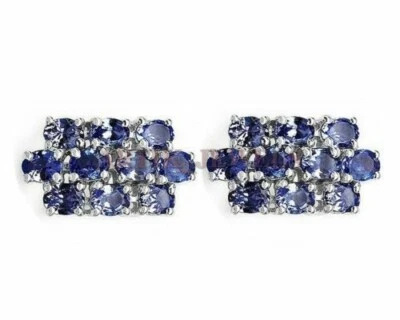 Gemma Naturale Di Tanzanite Con Gemelli In Argento Sterling 925 #2605 - Immagine 1 di 3