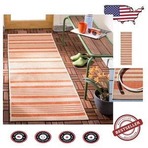Elegant 2'3" x 22' Stripe Indoor/Outdoor Runner Mat - Stain-Resistant & Durable - Picture 1 of 4