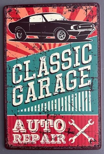 Insegna classica garage Mustang metallo 30x20 cm garage vintage uomo caverna capannone - Foto 1 di 2