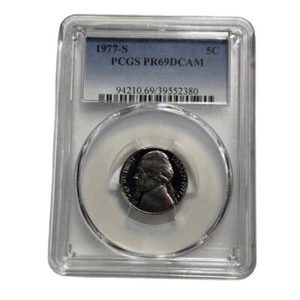 PCGS 1977 S PR69 DCAM US Nickel 5c 94210/39552380 - Picture 1 of 2