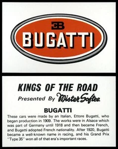 Bugatti - Kings Of The Road 1977 Mister Softee Card - Picture 1 of 1