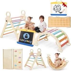 Pikler Triangle Set for Kids, 8 in 1 Colorful Montessori Large Climbing Toys - Picture 1 of 12