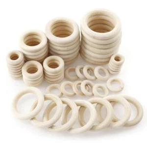 Madera Natural Hágalo Usted Mismo 15mm-100mm Cuentas de Madera Colgantes Conectores Círculos Anillo Macramé - Imagen 1 de 15