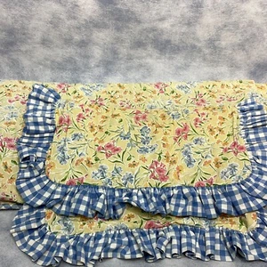 Laura Ashley Twin Duvet Cover Yellow Floral Blue Gingham Custom Made w/Sham - Picture 1 of 9