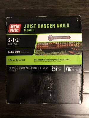 Grip Rite JOIST HANGER NAILS 8 ga. x 2-1/2" Barbed Shank 305 pcs. 5lbs Foto 1 de 4