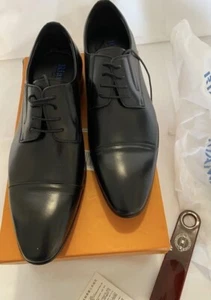 Riancess Mens Pointed Toe Black Leather Dress Shoes size 8.5 42 W Shoe Horn - Picture 1 of 6