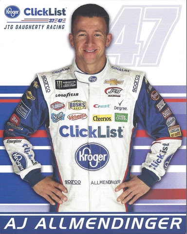 2018 AJ ALLMENDINGER "KROGER CLICK LIST" #47 NASCAR MONSTER ENERGY CUP POSTCARD Cover