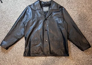 Gianni Velente Milano Black Genuine Leather Italian Button Biker Jacket Men’s XL - Picture 1 of 16