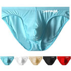Men's Low Waist Ice Silk Underwear Briefs Panties Pouch Black Lingerie