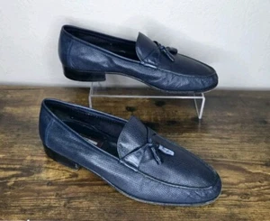 Zapatos de vestir mocasines con borlas de cuero malla Star Artioli Italia azul marino para hombre 9,5 D - Imagen 1 de 8