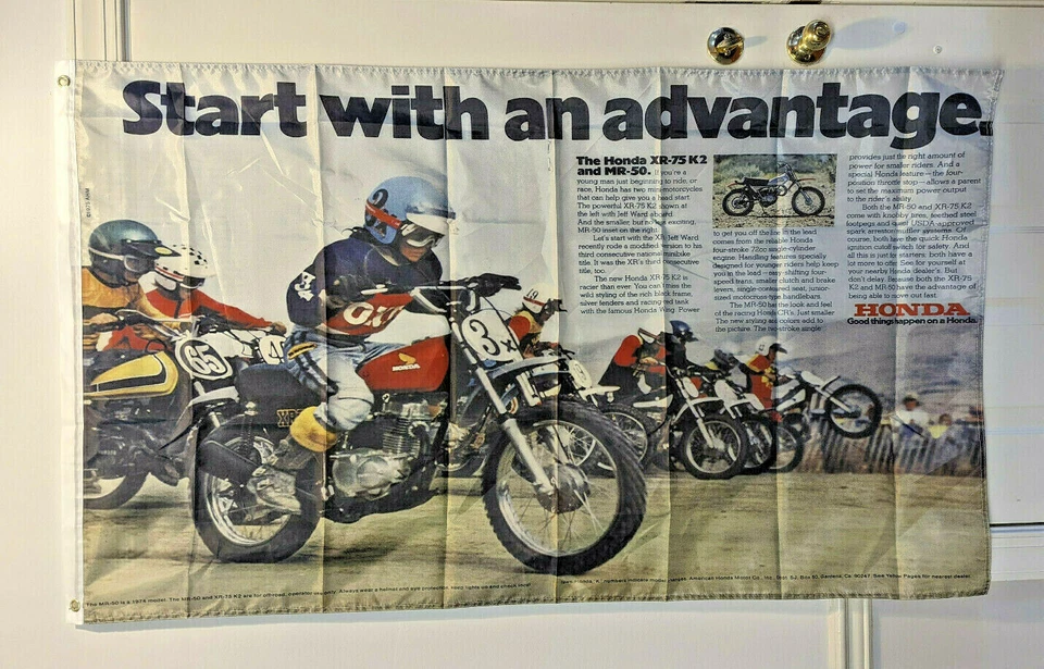 1975 Honda XR75 / Honda MR50 флаг 3 x 5 футов пещера гараж флаг JEFF WARD  - Изображение 1 из 1