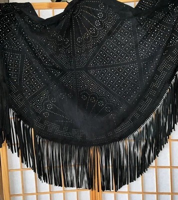 TANTIL MARTIN MUJER NEGRO FLECOS CORTE LAZER DISEÑO CAPA LARGA GAMUZA CHAL O/S Foto 1 de 4