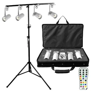 Chauvet DJ EZpin Pack 4 Battery Powered Pinspot Spot Lights w Stand Remote Case - Picture 1 of 11