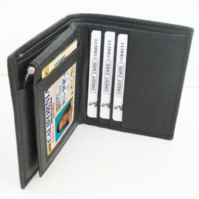 Black Genuine LEATHER MEN'S MONEY CLIP Bifold CARD Mens Wallet Front Pocket - Image 1 of 4