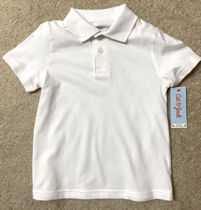 Cat & Jack Boys School Uniform White Polo Shirt Short Sleeve Size XS 4-5 New - Picture 1 of 2