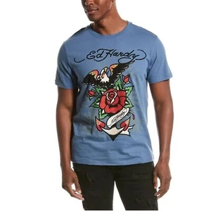 ED HARDY Eagle Floral Designed Blue Anchor Tee Gr. XL NEU - Bild 1 von 5