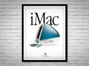 Vintage Original New Bondi Blue Apple iMac Poster Think Different - Picture 1 of 1