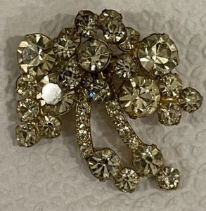 Juliana Vintage Brooch Yellow Rhinestone Crystal Pin Unsigned Bow Knot 1.75” - Picture 1 of 3