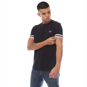 Camiseta de piqué para hombre Fred Perry con punta audaz en azul - Imagen 1 de 4
