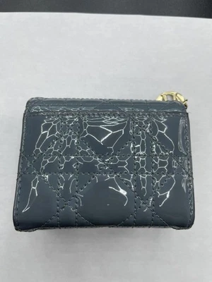Dior Patent Leather Lady Dior Tri-fold Wallet Blue Authentic - Image 1 of 4