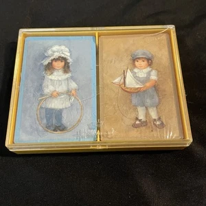 Hallmark Bridge Poker Double 2 Sets of Playing Cards Boy Girl Blue New Sealed - Picture 1 of 12
