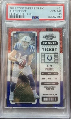 Alec Pierce 2022 Panini Contenders Rookie Ticket Red White Blue /13. PSA 10. RC. - Image 1 of 2