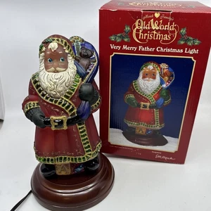 Old World Christmas Santa Claus Light Lamp Very Merry Father Christmas OWC 2001 - Picture 1 of 7