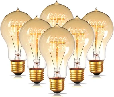 Jslinter 6-Pack Edison Light Bulb 60 Watt, 6 Count (Pack of 1), A19 6-pack