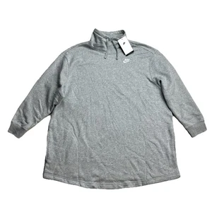 Nike Sportswear Club Fleece Wasserfallausschnitt Pullover Hoodie Damen Plus 1X grau neu mit Etikett - Bild 1 von 12