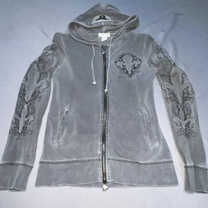 Chaqueta con capucha gris adornada con cremallera completa talla pequeña Vertigo Paris para mujer -4177 - Imagen 1 de 24