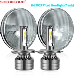 7" DOMED LENS CLASSIC CAR SEALED BEAM HEADLAMPS HEADLIGHTS LED H4 CONVERSION KIT - Picture 1 of 17