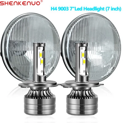 7" DOMED LENS CLASSIC CAR SEALED BEAM HEADLAMPS HEADLIGHTS LED H4 CONVERSION KIT - Image 1 of 4