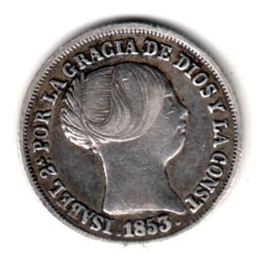 ESPAÑA 2 reales plata 1853 Sevilla - Reina Isabel II - Picture 1 of 2