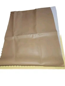 1.5 YDS PIECE OF MEDIUM GRAIN BROWN FAUX LEATHER VINYL UPHOLSTERY FABRIC - Picture 1 of 5