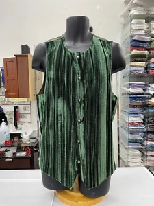 NUEVO Chaleco Creme De Seda para Hombre Moda Terciopelo Triturado Premium Verde EE. UU. - Imagen 1 de 4