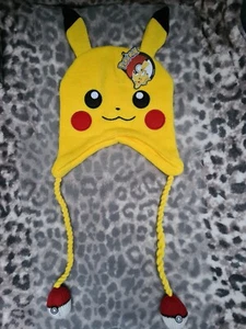 Pokemon Pikachu Official Hat Yellow Hanging Pokeballs winter Christmas bnwt - Picture 1 of 5