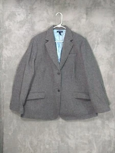 Lands End Jacket Womens 20W Gray Wool Mohair Blend Blazer Two Button Tweed - Picture 1 of 9