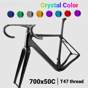 Gravel Bike Frame 700*50C Disc Brake Carbon Bicycle Frameset with Handlebar - Picture 1 of 43