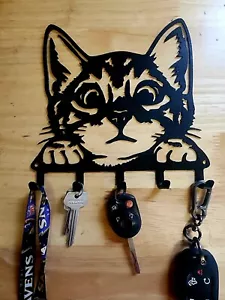 Portaguinzaglio gatto gattino portachiavi metallo arte da parete taglio al plasma idea regalo - Foto 1 di 1