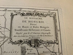 Antique Map Atlas Moderne 1762 Jean Janvier No. 18 Le Royaume De Hongrie - Picture 1 of 9