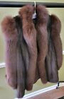 Brown Mink Fur Coat With Fox Fur Tuxedo Collar And Sleeves