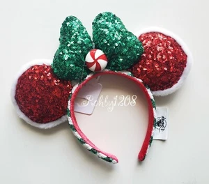 2020 Disney Parks Weihnachten Urlaub rot Pfefferminz Minnie Ohren Stirnband - Bild 1 von 2