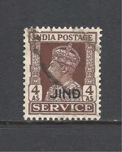 INDIA JIND SCOTT O70 USED VF - 1940/43 4a DK BROWN OFFICIAL ISSUE - Picture 1 of 2