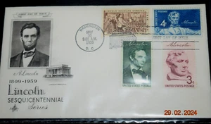 First Day Cover "LINCOLN Sesquicentennial 3-4c" (Cancel New York, NY) 05-30-1959 - Picture 1 of 3