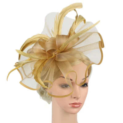 Women Fascinator Headband Fascinators Hat Church Wedding Royal Church Hair Clip - Image 1 of 4